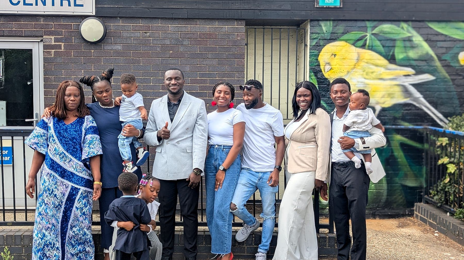 The BHCC family photographed together outside the centre after a service